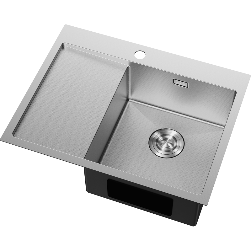 Mexen Exar zlewozmywak stalowy 1-komorowy z ociekaczem, prawy 620 x 480 mm, inox HC - 6432621005P-01HC