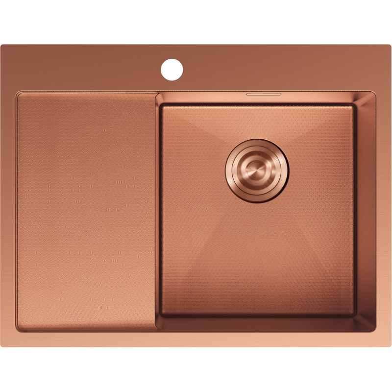 Mexen Exar zlewozmywak stalowy 1-komorowy z ociekaczem, prawy 620 x 480 mm, miedź HC - 6432621005P-65HC