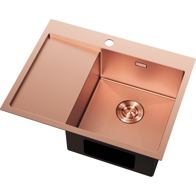 Mexen Exar zlewozmywak stalowy 1-komorowy z ociekaczem, prawy 620 x 480 mm, miedź HC - 6432621005P-65HC