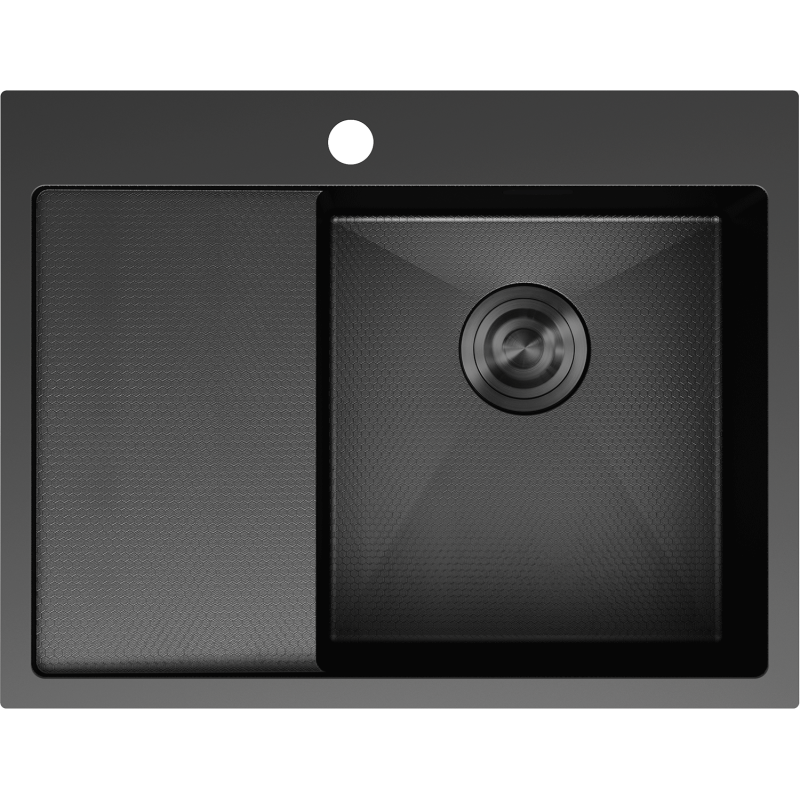 Mexen Exar zlewozmywak stalowy 1-komorowy z ociekaczem, prawy 620 x 480 mm, czarny HC -6432621005P-70HC