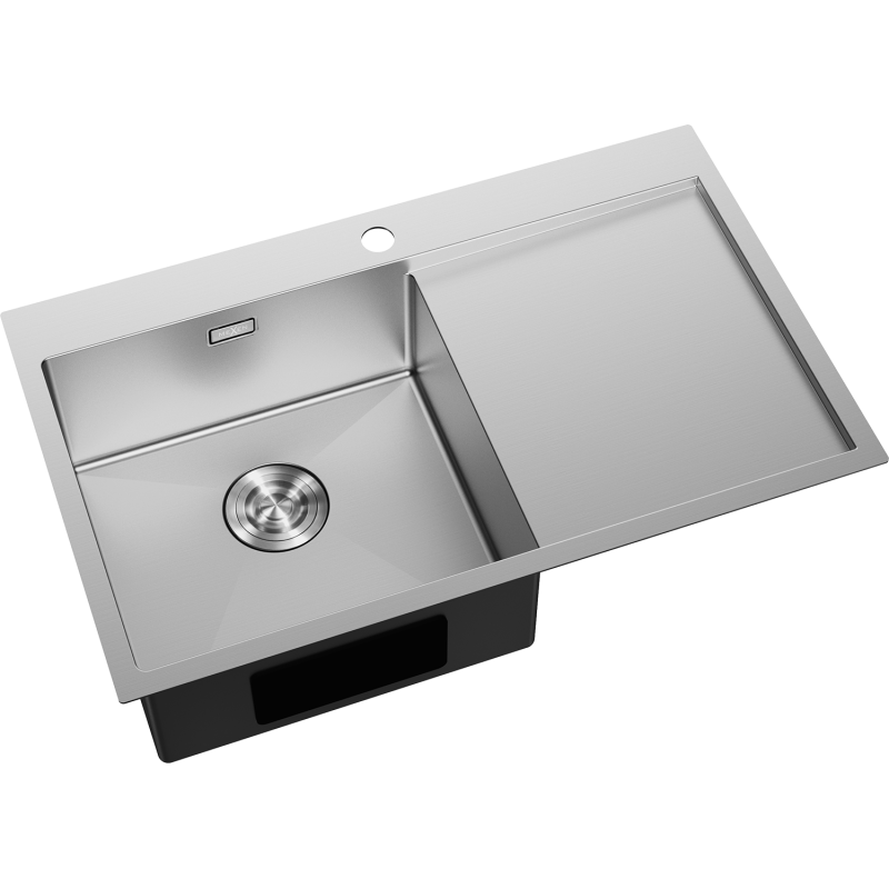 Mexen Exar zlewozmywak stalowy 1-komorowy z ociekaczem, lewy 780 x 480 mm, inox - 6433781010L-01