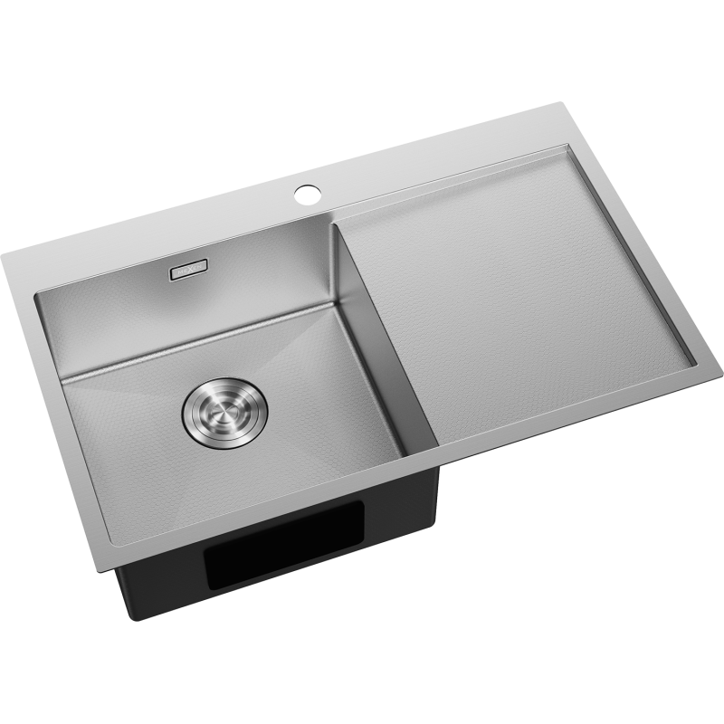 Mexen Exar zlewozmywak stalowy 1-komorowy z ociekaczem, lewy 780 x 480 mm, inox HC - 6433781010L-01HC