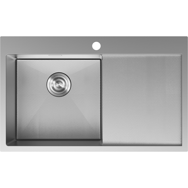 Mexen Exar zlewozmywak stalowy 1-komorowy z ociekaczem, lewy 780 x 480 mm, inox HC - 6433781010L-01HC