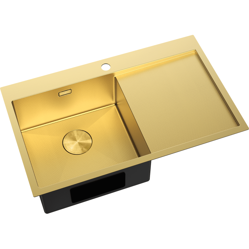 Mexen Exar zlewozmywak stalowy 1-komorowy z ociekaczem, lewy 780 x 480 mm, złoty HC - 6433781010L-55HC