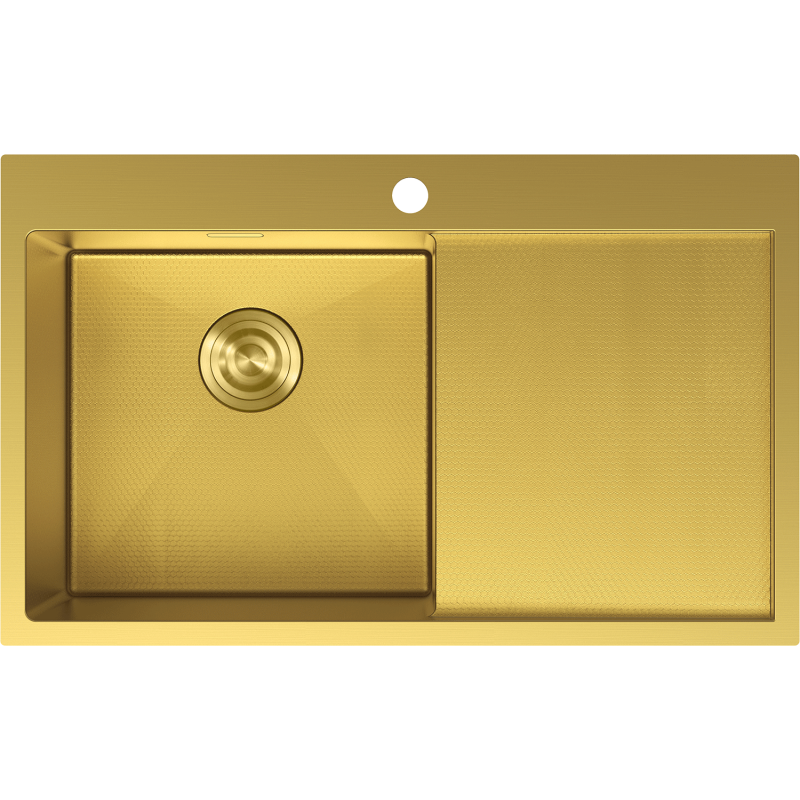 Mexen Exar zlewozmywak stalowy 1-komorowy z ociekaczem, lewy 780 x 480 mm, złoty HC - 6433781010L-55HC