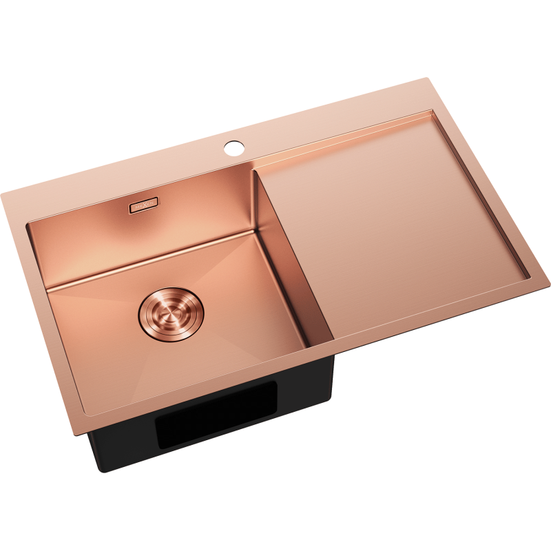 Mexen Exar zlewozmywak stalowy 1-komorowy z ociekaczem, lewy 780 x 480 mm, miedź - 6433781010L-65