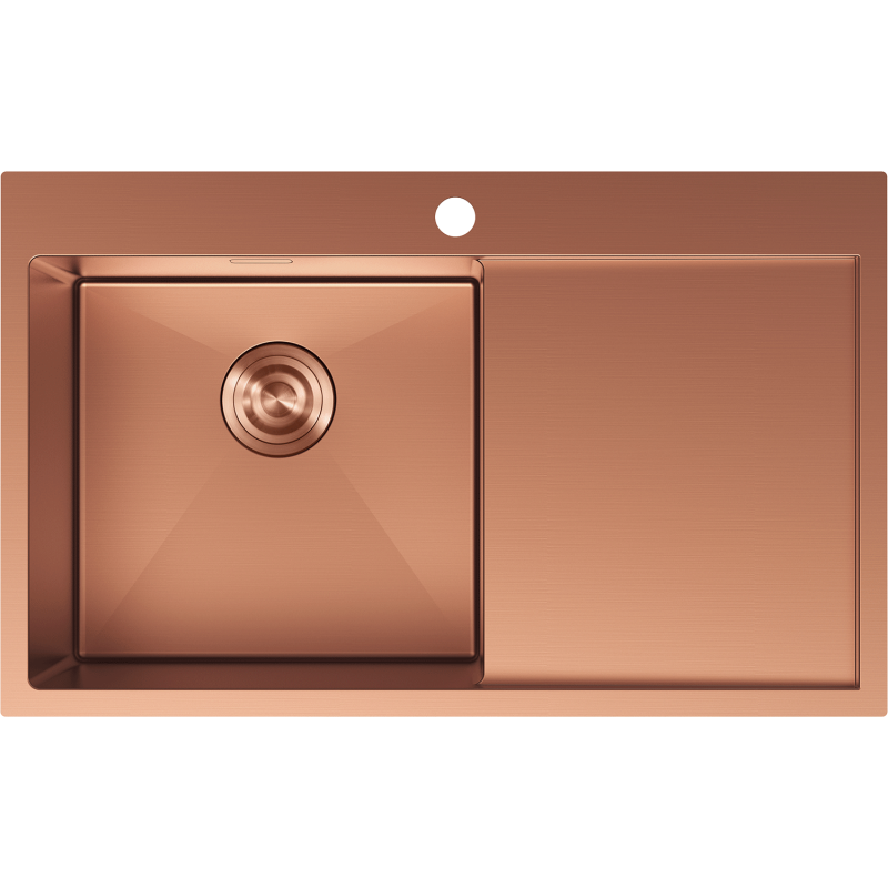 Mexen Exar zlewozmywak stalowy 1-komorowy z ociekaczem, lewy 780 x 480 mm, miedź - 6433781010L-65