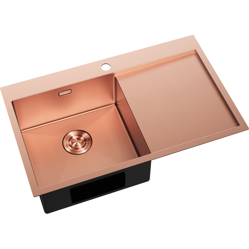 Mexen Exar zlewozmywak stalowy 1-komorowy z ociekaczem, lewy 780 x 480 mm, miedź HC - 6433781010L-65HC
