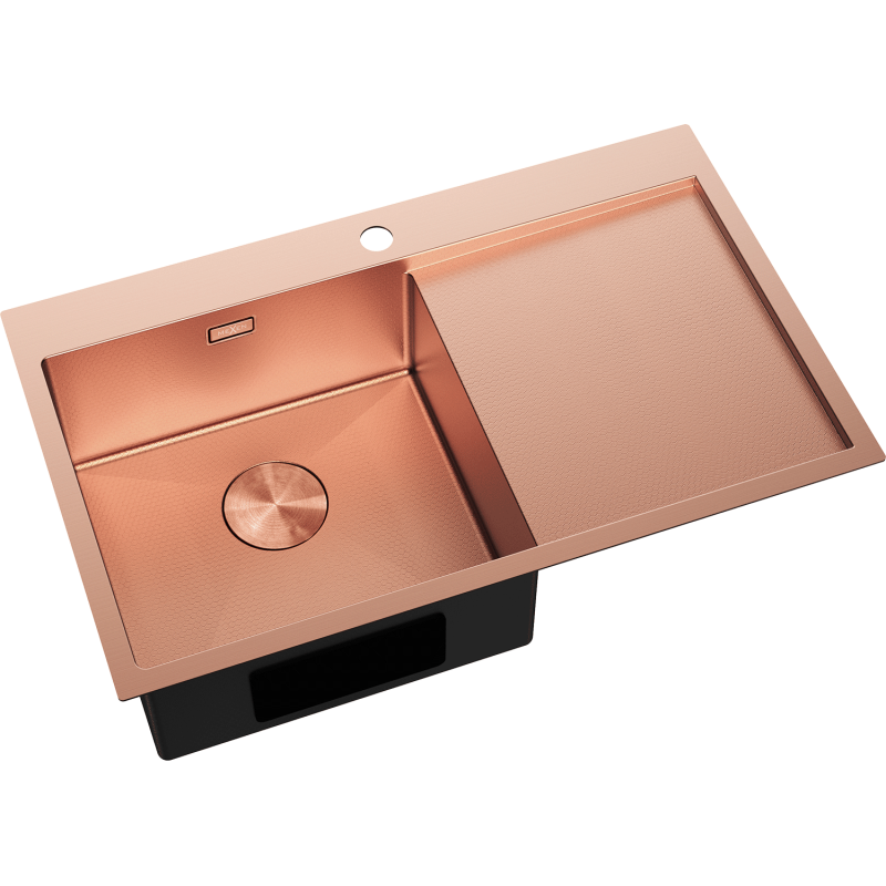 Mexen Exar zlewozmywak stalowy 1-komorowy z ociekaczem, lewy 780 x 480 mm, miedź HC - 6433781010L-65HC