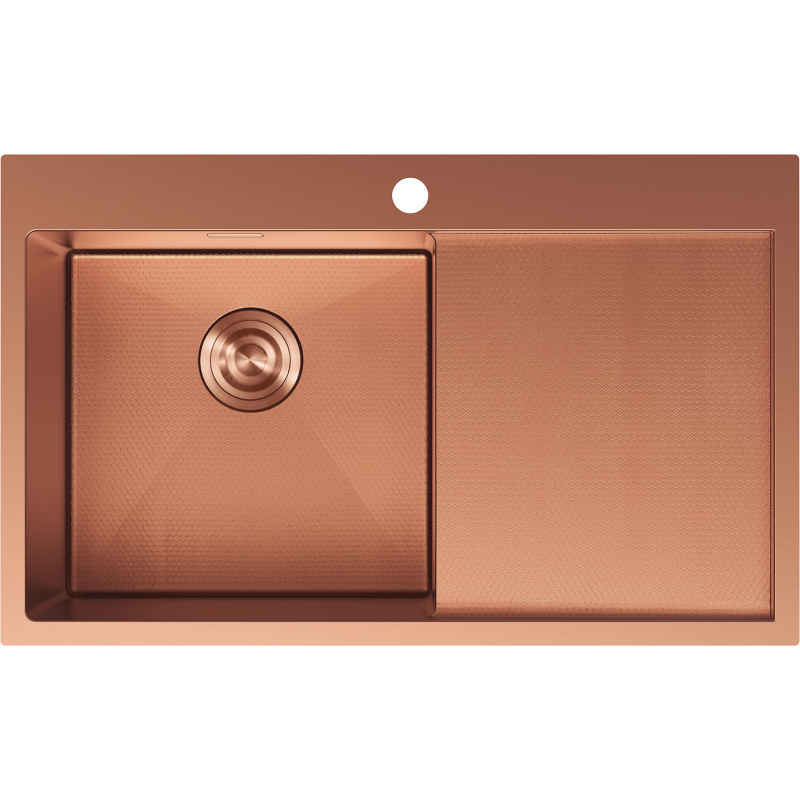 Mexen Exar zlewozmywak stalowy 1-komorowy z ociekaczem, lewy 780 x 480 mm, miedź HC - 6433781010L-65HC