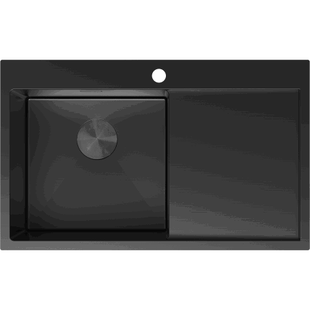 Mexen Exar zlewozmywak stalowy 1-komorowy z ociekaczem lewy 780 x 480 mm, czarny - 6433781010L-70