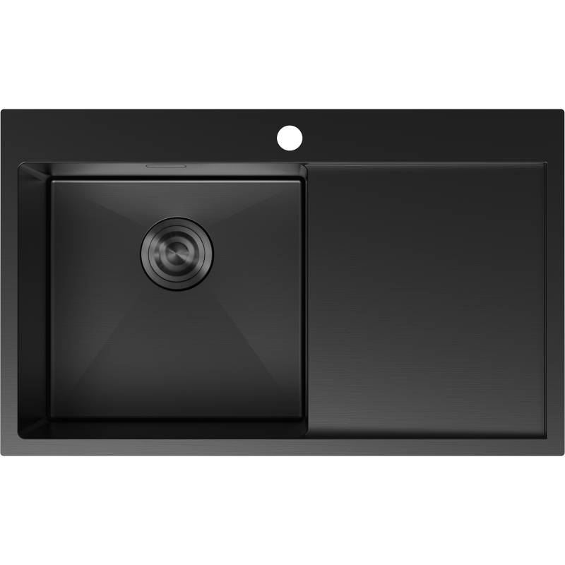 Mexen Exar zlewozmywak stalowy 1-komorowy z ociekaczem, lewy 780 x 480 mm, czarny - 6433781010L-70