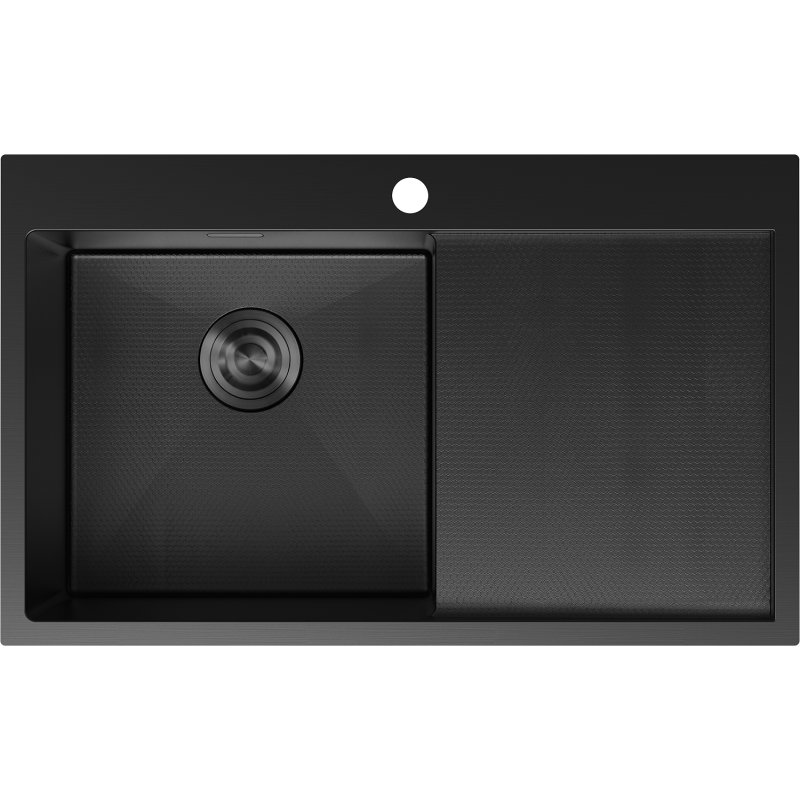 Mexen Exar zlewozmywak stalowy 1-komorowy z ociekaczem, lewy 780 x 480 mm, czarny HC - 6433781010L-70HC