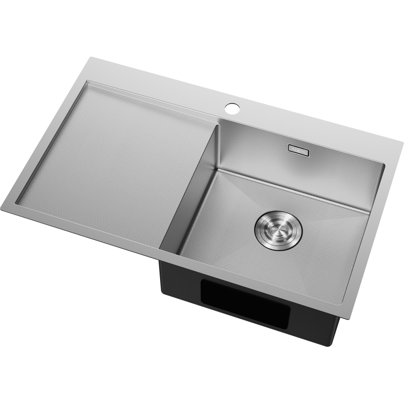 Mexen Exar zlewozmywak stalowy 1-komorowy z ociekaczem, prawy 780 x 480 mm, inox HC - 6434781010P-01HC