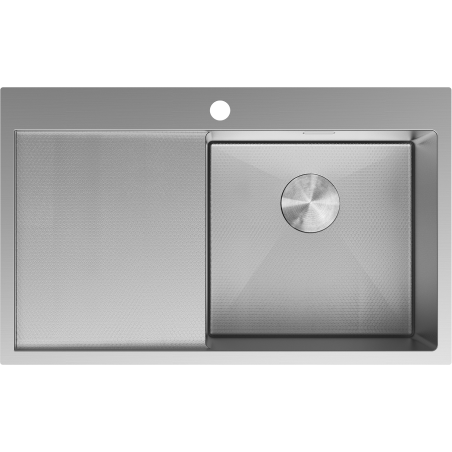 Mexen Exar zlewozmywak stalowy 1-komorowy z ociekaczem prawy 780 x 480 mm, inox HC - 6434781010P-01HC