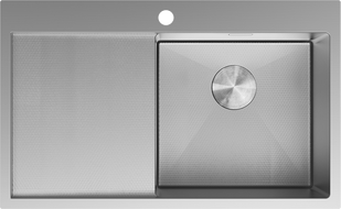 Mexen Exar zlewozmywak stalowy 1-komorowy z ociekaczem prawy 780 x 480 mm, inox HC - 6434781010P-01HC