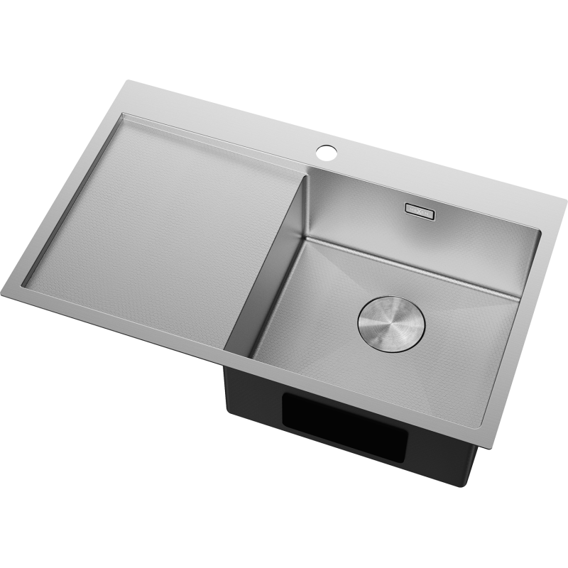 Mexen Exar zlewozmywak stalowy 1-komorowy z ociekaczem, prawy 780 x 480 mm, inox HC - 6434781010P-01HC