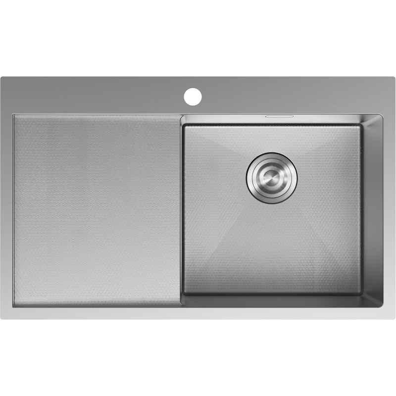 Mexen Exar zlewozmywak stalowy 1-komorowy z ociekaczem, prawy 780 x 480 mm, inox HC - 6434781010P-01HC