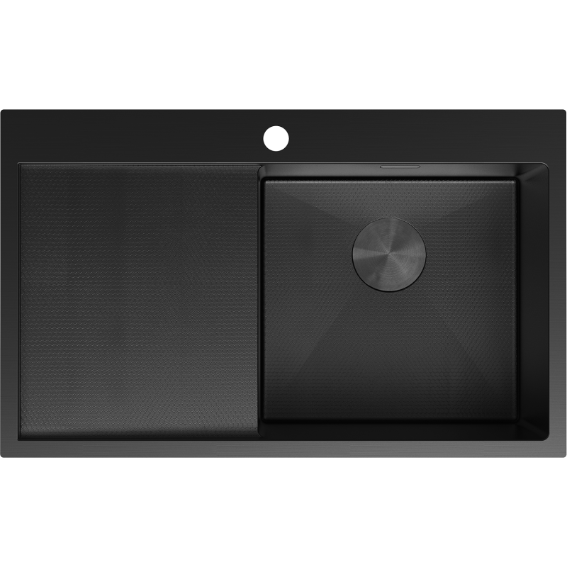 Mexen Exar zlewozmywak stalowy 1-komorowy z ociekaczem, prawy 780 x 480 mm, czarny HC - 6434781010P-70HC