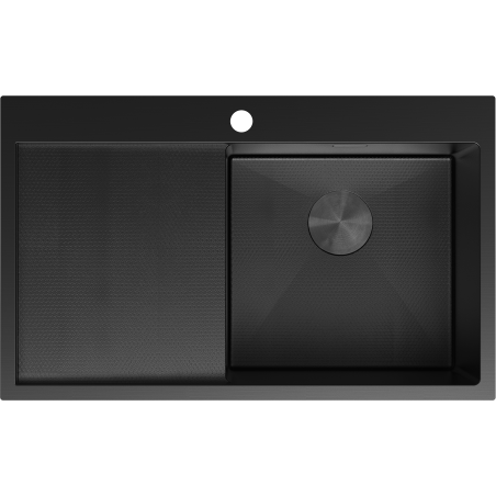 Mexen Exar zlewozmywak stalowy 1-komorowy z ociekaczem, prawy 780 x 480 mm, czarny HC - 6434781010P-70HC
