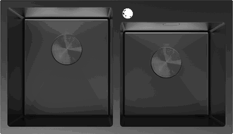 Mexen Xorin zlewozmywak stalowy 2-komorowy 780 x 450 mm, czarny - 6441782000-70
