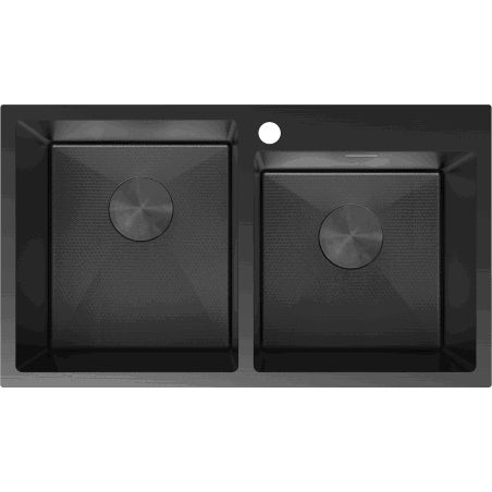 Mexen Xorin zlewozmywak stalowy 2-komorowy 780 x 450 mm, czarny HC - 6441782000-70HC