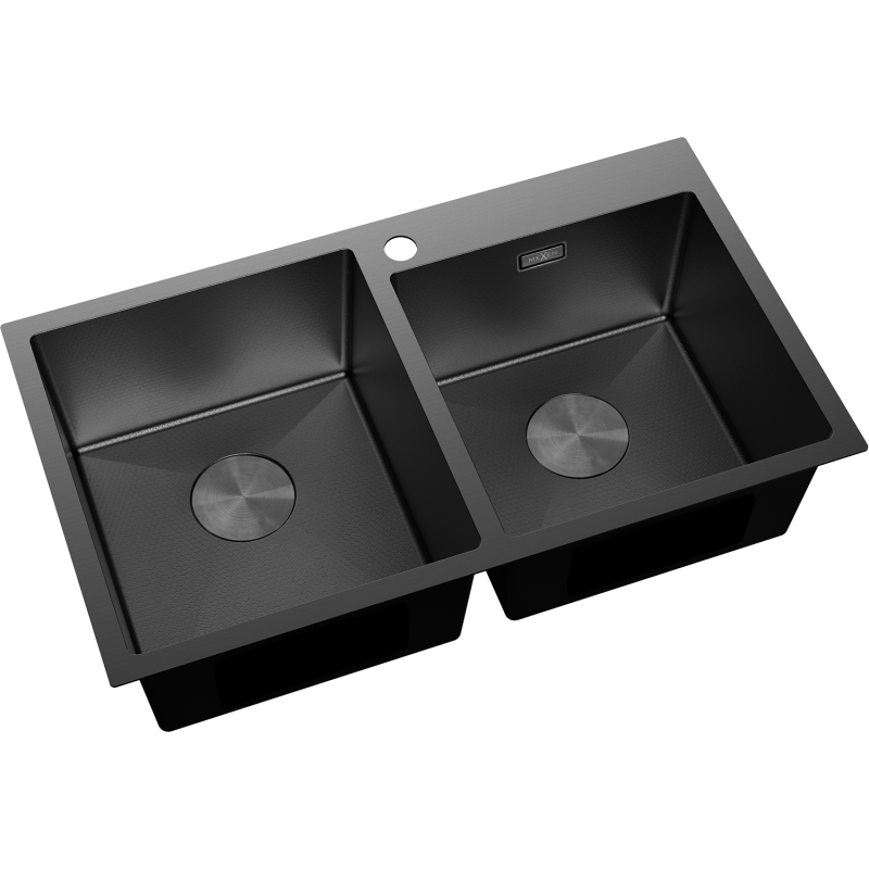 Mexen Xorin zlewozmywak stalowy 2-komorowy 780 x 450 mm, czarny HC - 6441782000-70HC