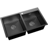 Mexen Xorin zlewozmywak stalowy 2-komorowy 780 x 450 mm, czarny HC - 6441782000-70HC
