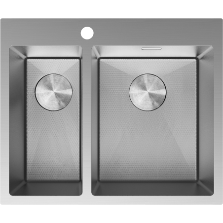 Mexen Flexo zlewozmywak stalowy 1,5-komorowy 610 x 510 mm, inox HC - 6446611500-01HC