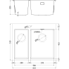 Mexen Flexo zlewozmywak stalowy 1,5-komorowy 610 x 510 mm, czarny HC - 6446611500-70HC