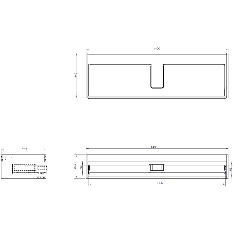 Mexen Orio szafka łazienkowa podumywalkowa 140 cm, 1 szuflada, biała mat - 91A10-14023-1-BF01