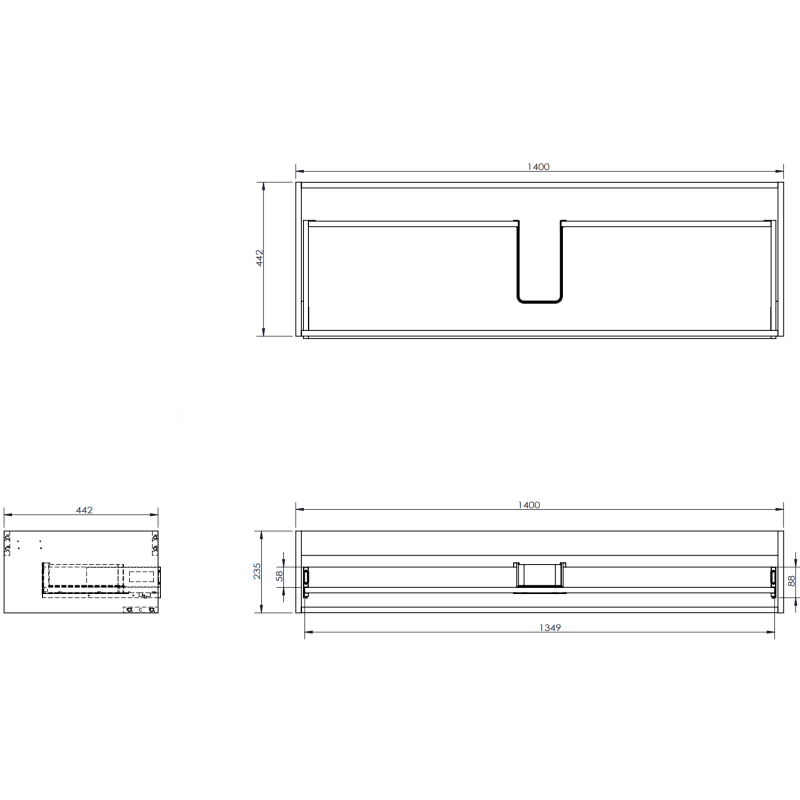 Mexen Orio szafka łazienkowa podumywalkowa 140 cm, 1 szuflada, czarna mat - 91A10-14023-1-BF71