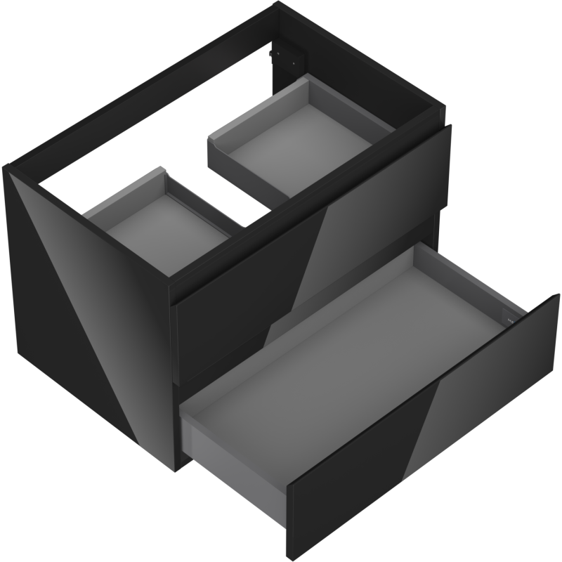 Mexen Orio szafka łazienkowa podumywalkowa 70 cm, 2 szuflady, czarna połysk - 91A10-07047-2-BFF70