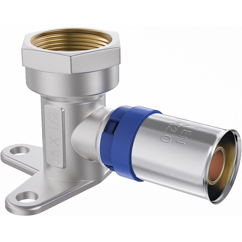 Mexen PEX-P kolano zaciskowe naścienne  z łapą, zaprasowywane PEX 20 x 1/2 GW - W97128-2012F-00