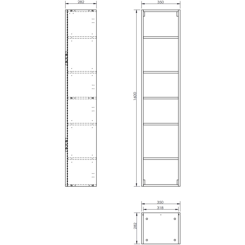 Mexen Orio słupek łazienkowy 35 cm, 1 drzwi, grafit mat - 91A11-03016-1-BF66
