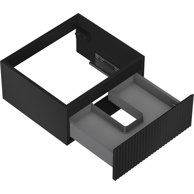 Mexen Rivel szafka łazienkowa podumywalkowa 50 cm, 1 szuflada, ryflowana , czarna mat - 91A20-05023-1-BF71