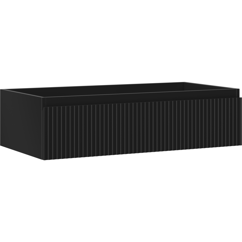 Mexen Rivel szafka łazienkowa podumywalkowa 90 cm, 1 szuflada, ryflowana , czarna mat - 91A20-09023-1-BF71
