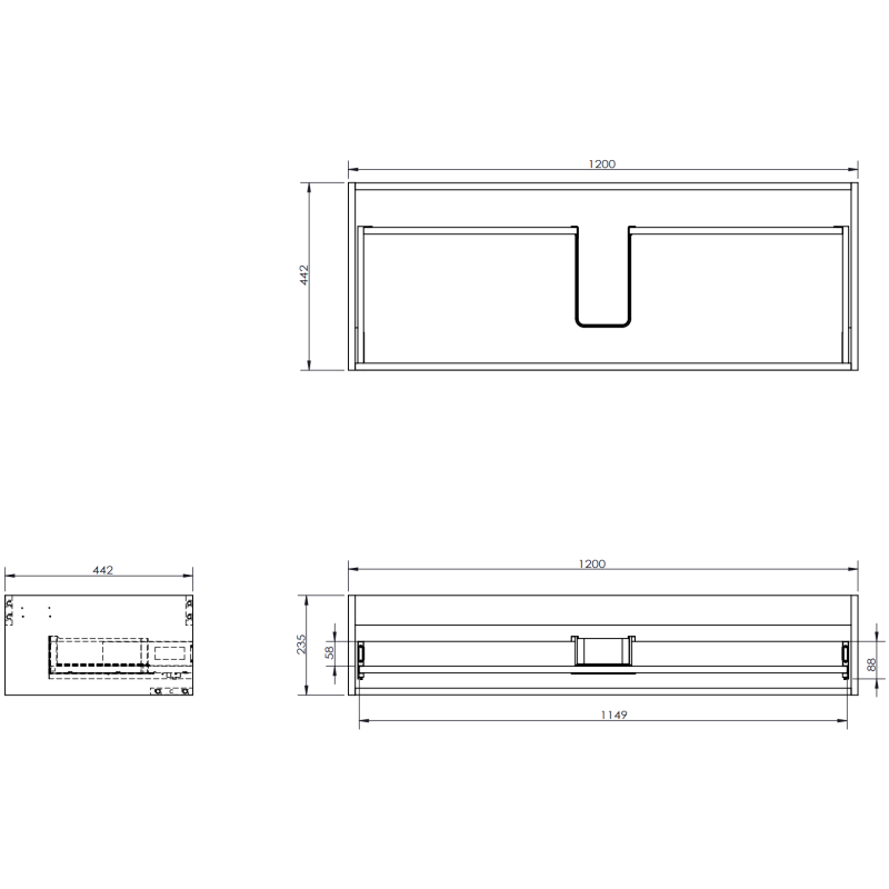 Mexen Rivel szafka łazienkowa podumywalkowa 120 cm, 1 szuflada, ryflowana , szara mat - 91A20-12023-1-BF66