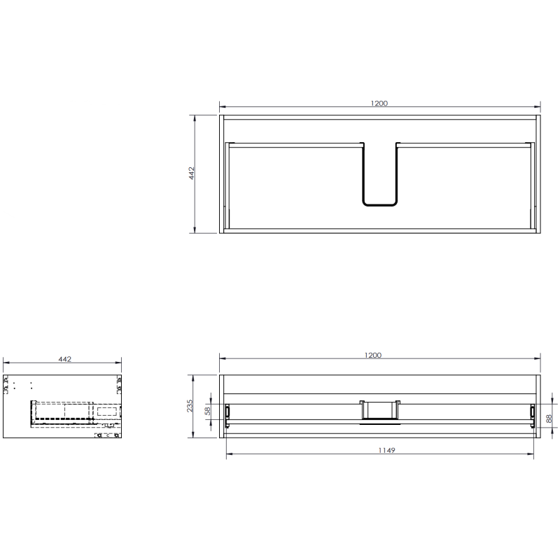 Mexen Rivel szafka łazienkowa podumywalkowa 120 cm, 1 szuflada, ryflowana , orzech - 91A20-12023-1-BF86