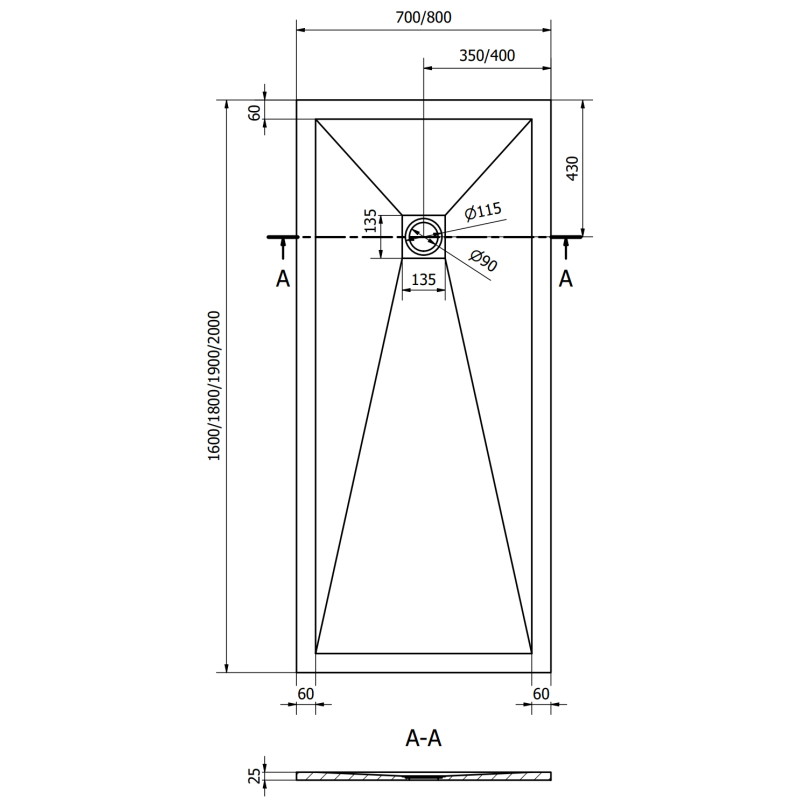 Mexen Stone+ brodzik kompozytowy prostokątny 180 x 80 cm, antracyt - 44718018