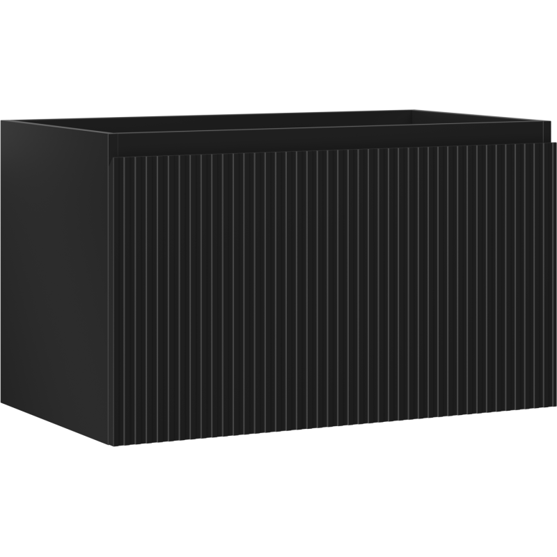 Mexen Rivel szafka łazienkowa podumywalkowa 80 cm, 1 szuflada, ryflowana , czarna mat - 91A20-08047-1-BF71