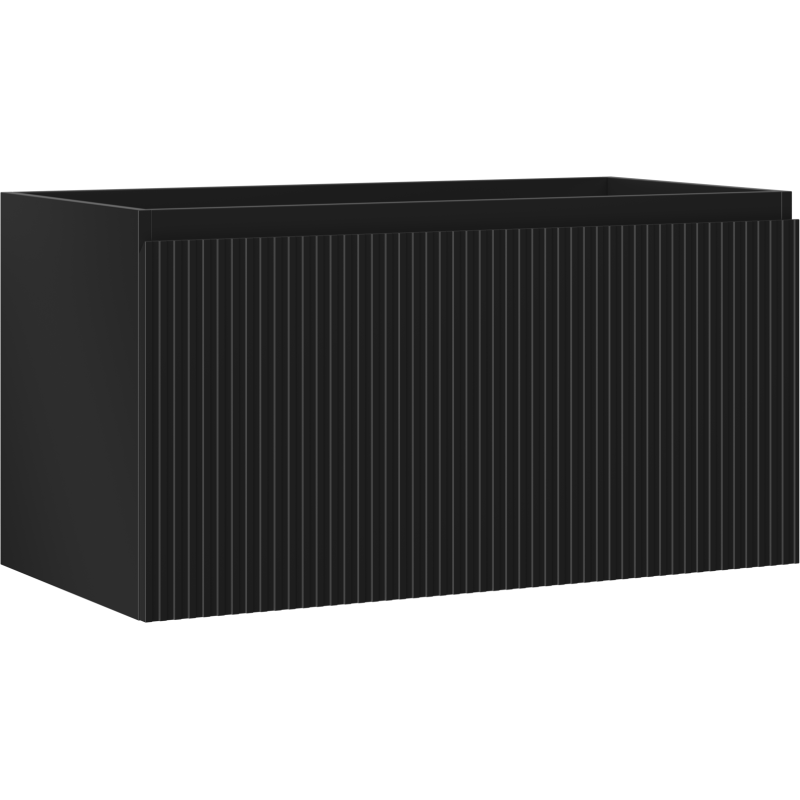 Mexen Rivel szafka łazienkowa podumywalkowa 90 cm, 1 szuflada, ryflowana , czarna mat - 91A20-09047-1-BF71
