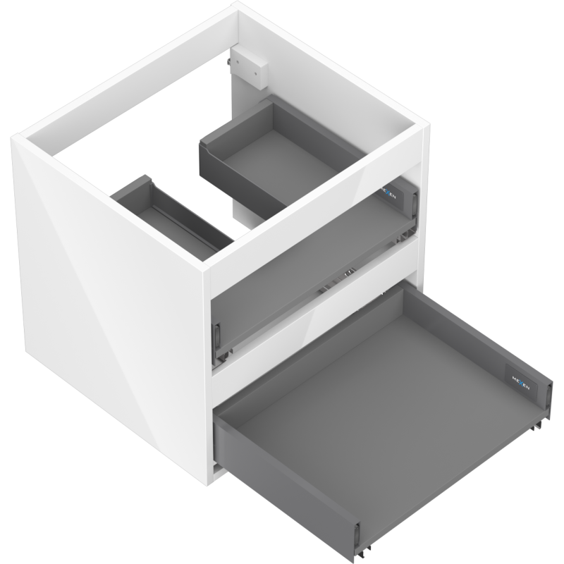 Mexen Box-A korpus szafki podumywalkowej 50 cm, 2 szuflady, biały połysk - 91AX0-0500-470-2-00