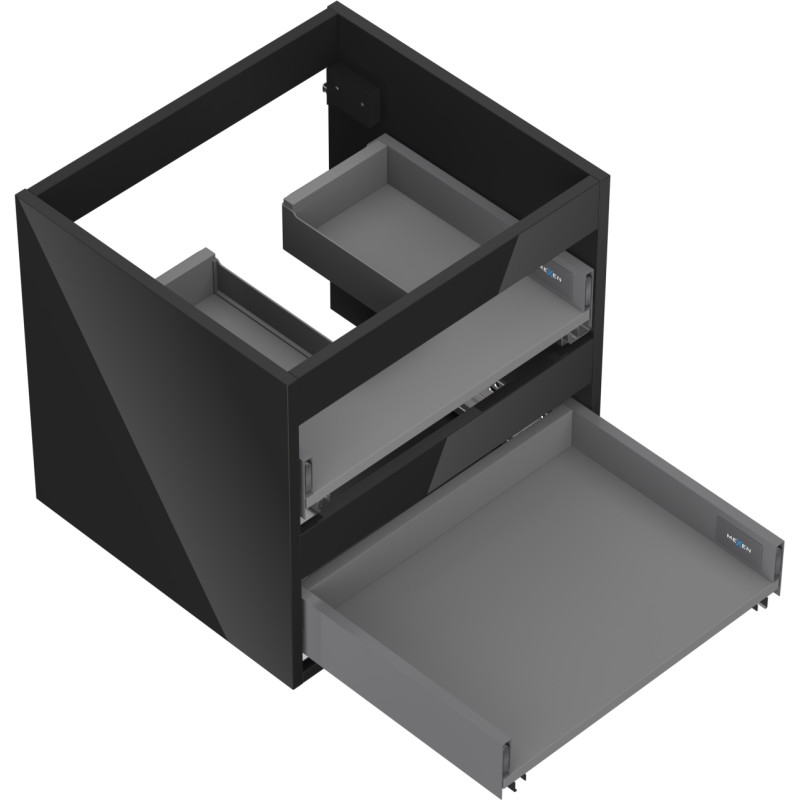 Mexen Box-A korpus szafki podumywalkowej 50 cm, 2 szuflady, czarny połysk - 91AX0-0500-470-2-70