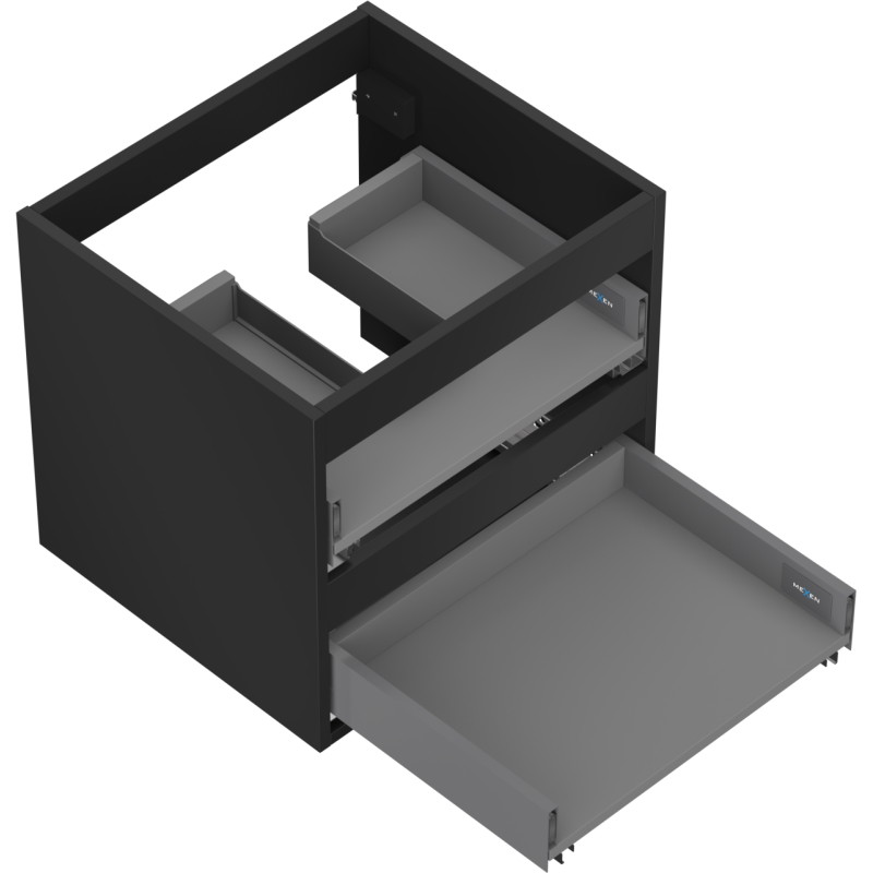 Mexen Box-A korpus szafki podumywalkowej 50 cm, 2 szuflady, czarny mat - 91AX0-0500-470-2-71