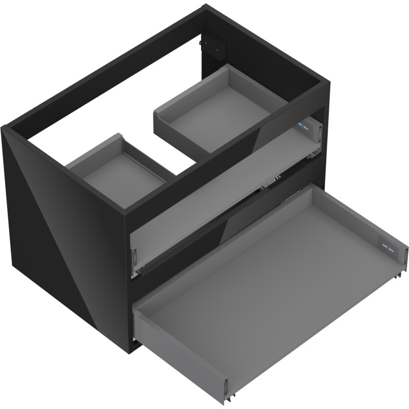 Mexen Box-A korpus szafki podumywalkowej 70 cm, 2 szuflady, czarny połysk - 91AX0-0700-470-2-70