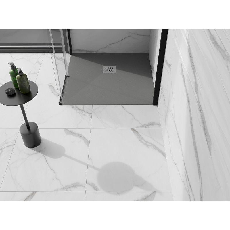 Mexen Stone+ brodzik kompozytowy kwadratowy 80 x 80 cm, szary-beton - 44618080