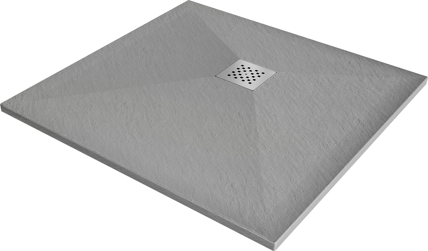 Mexen Stone+ brodzik kompozytowy kwadratowy 80 x 80 cm, szary-beton - 44618080