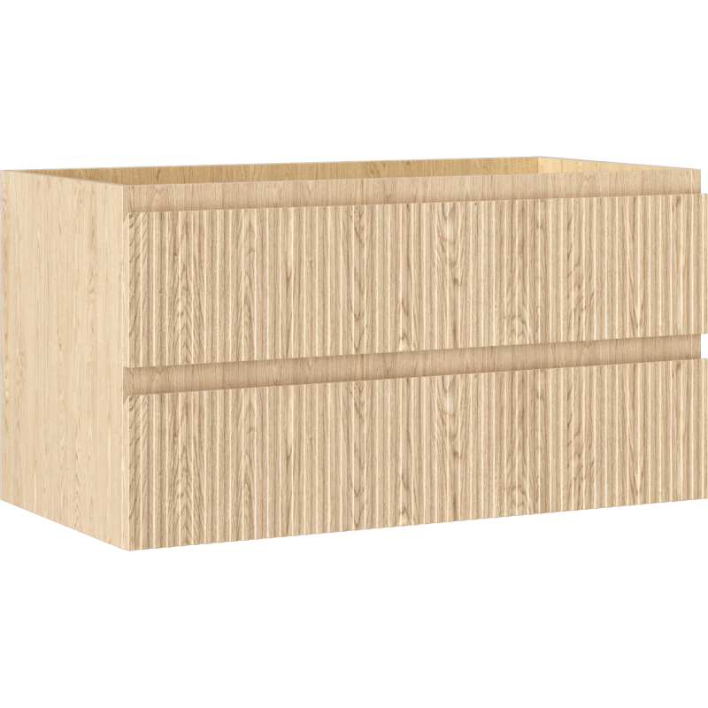 Mexen Rivel szafka łazienkowa podumywalkowa 90 cm, 2 szuflady, ryflowana , dąb - 91A20-09047-2-BFF81