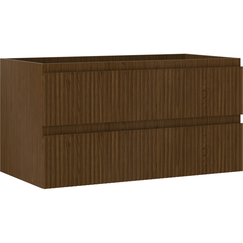 Mexen Rivel szafka łazienkowa podumywalkowa 90 cm, 2 szuflady, ryflowana , orzech - 91A20-09047-2-BFF86